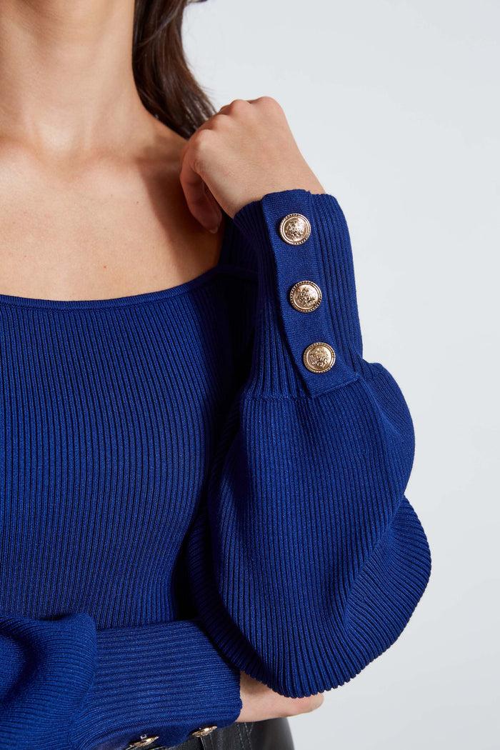 Elie Tahari Square Neck Sweater TWILIGHT