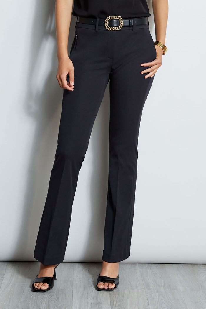 elie tahari Stretch Cotton Fit & Flare Pant BLACK