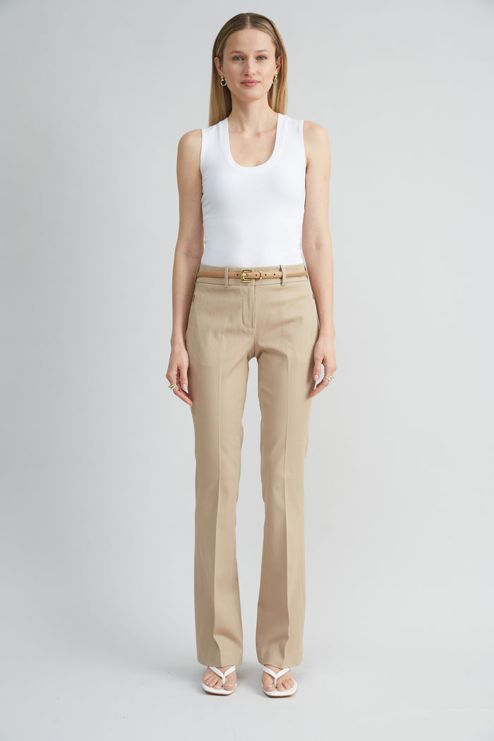 Elie Tahari Stretch Cotton Fit & Flare Pant RATTAN