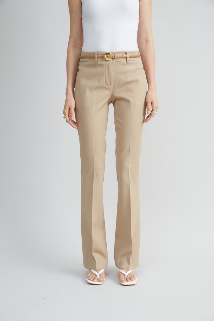 elie tahari Stretch Cotton Fit & Flare Pant RATTAN