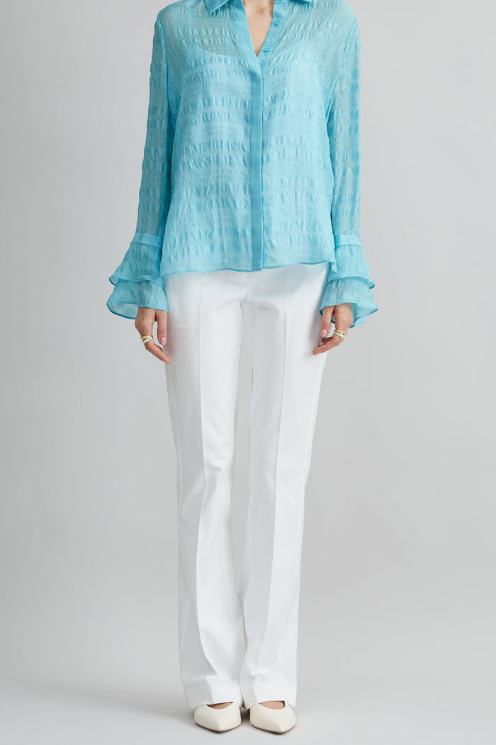 elie tahari Stretch Cotton Fit & Flare Pant WHITE