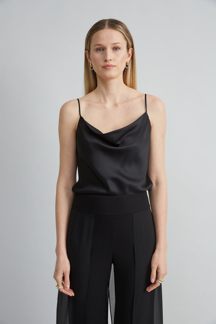 elie tahari Stretch Silk Satin Cami BLACK