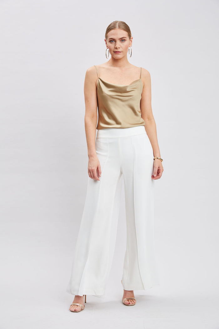 Elie Tahari Stretch Silk Satin Cami CASHEW