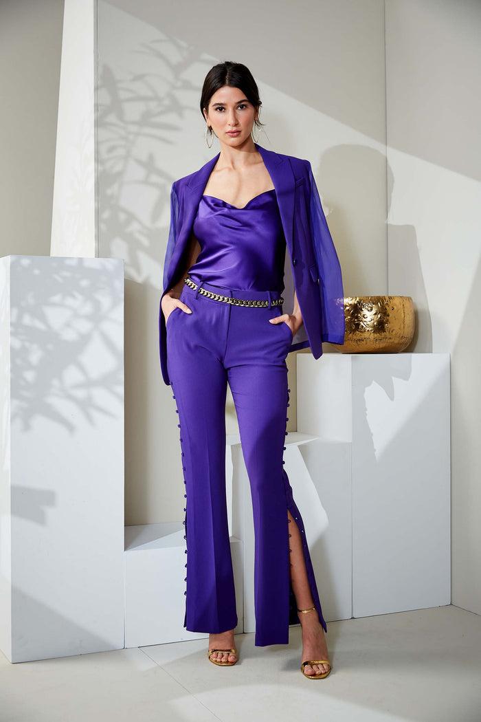 Elie Tahari Stretch Silk Satin Cami GRAPE