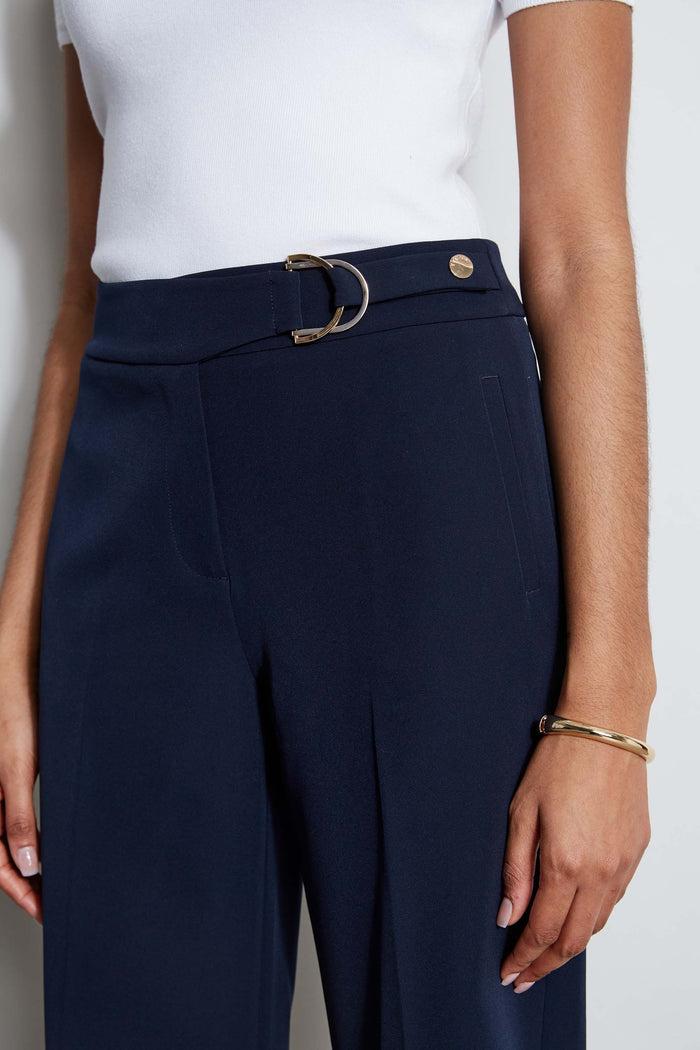 Elie Tahari T-Tahari Cropped Wide Leg Pant NAVY