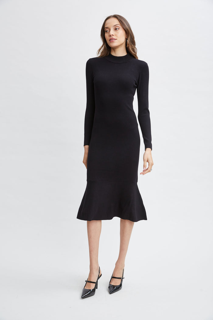 Elie Tahari T-Tahari Flare Sweater Dress BLACK