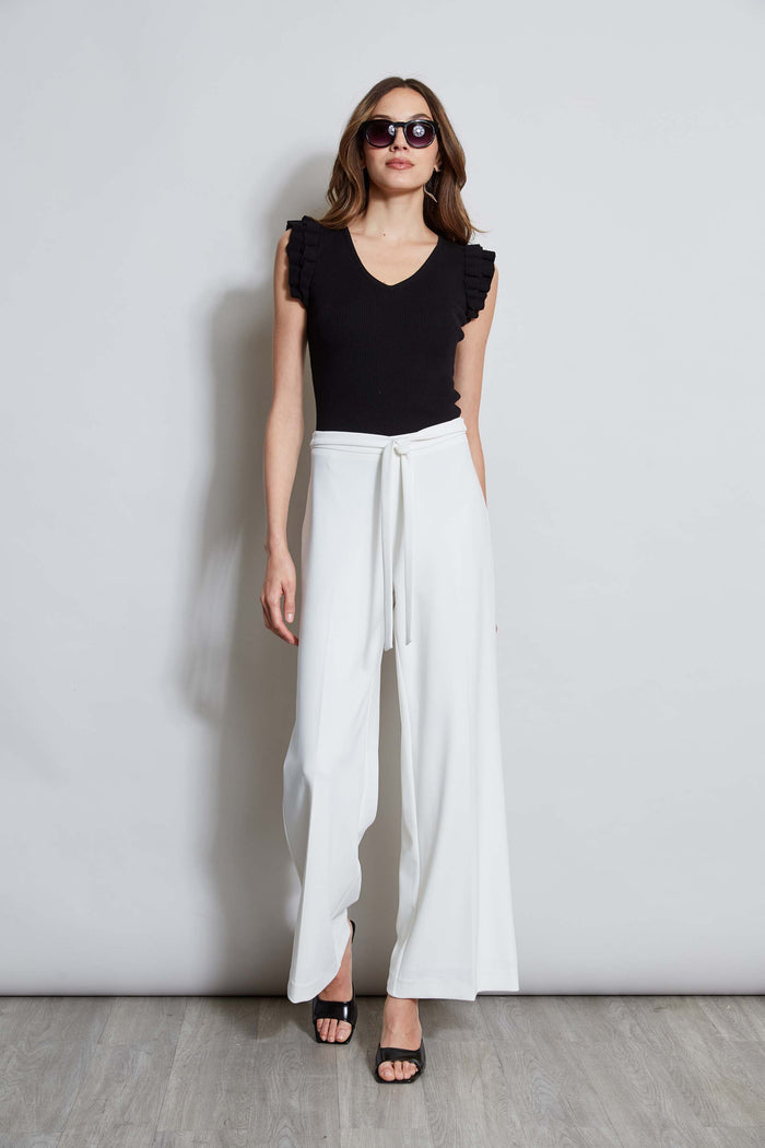 Elie Tahari T-Tahari Flutter Sleeve Knit BLACK