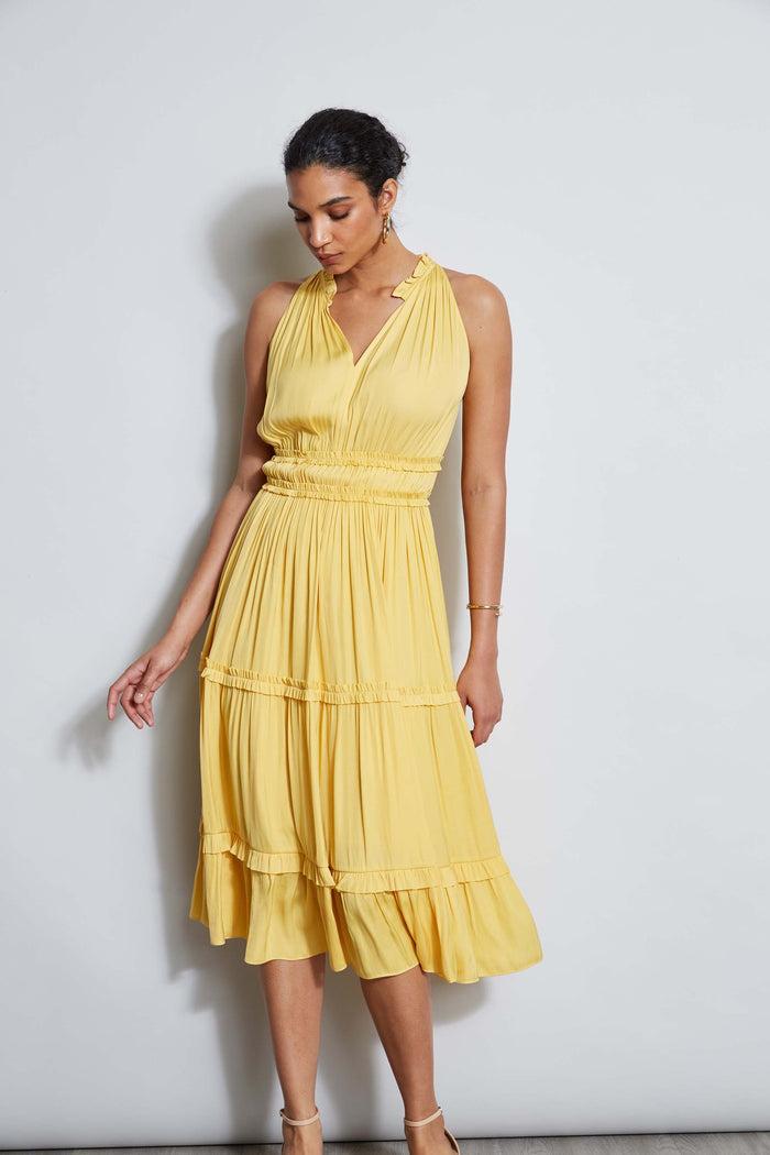 Elie Tahari T-Tahari Halter Midi Dress SUNRISE