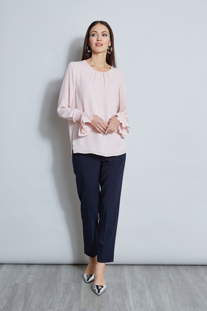 Elie Tahari T-Tahari Ruffle Cuff Shirt SOFT SHELL