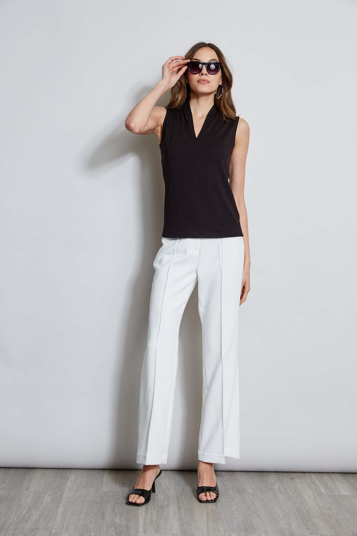 Elie Tahari T-Tahari Sleeveless Pleated Knit BLACK