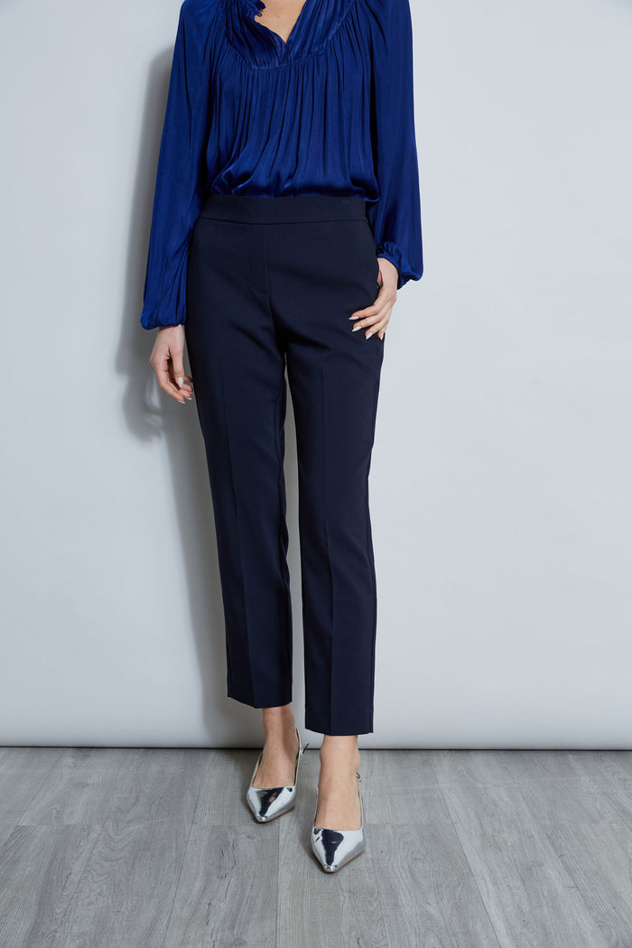 elie tahari T-Tahari Slim Pull on Pant NAVY