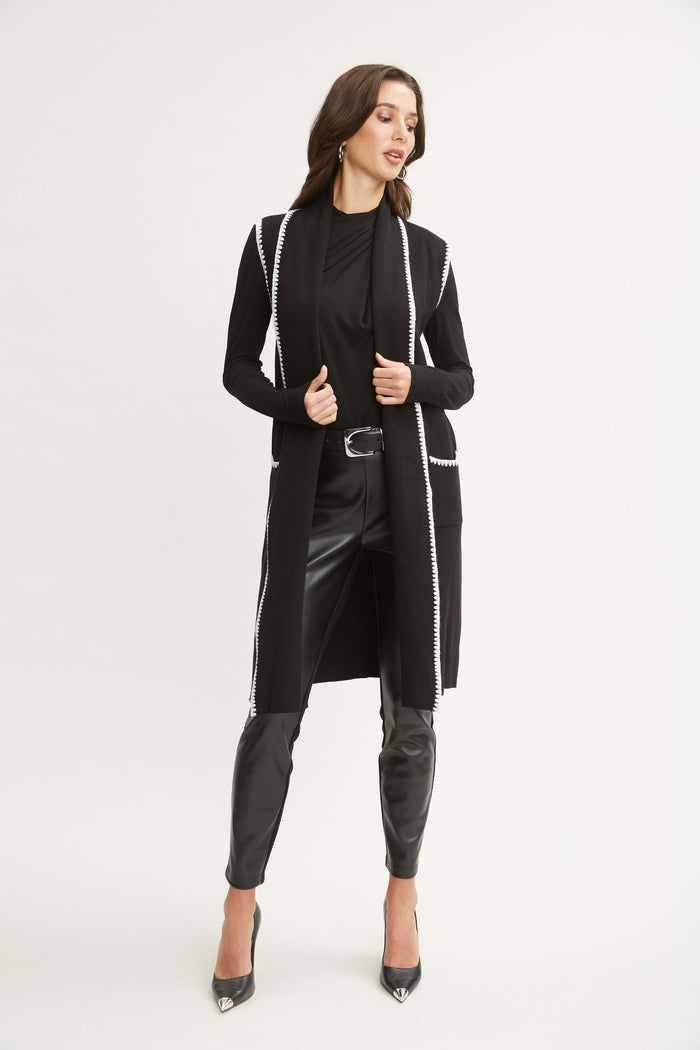 Elie Tahari T-Tahari Stitched Sweater Vest BLACK