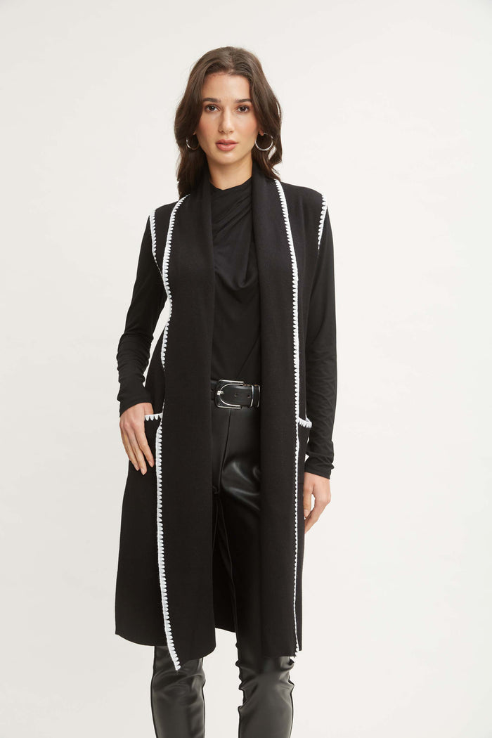 elie tahari T-Tahari Stitched Sweater Vest BLACK