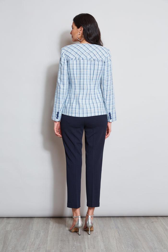 Elie Tahari T-Tahari Tweed Blazer MULTI BLUE TWEED