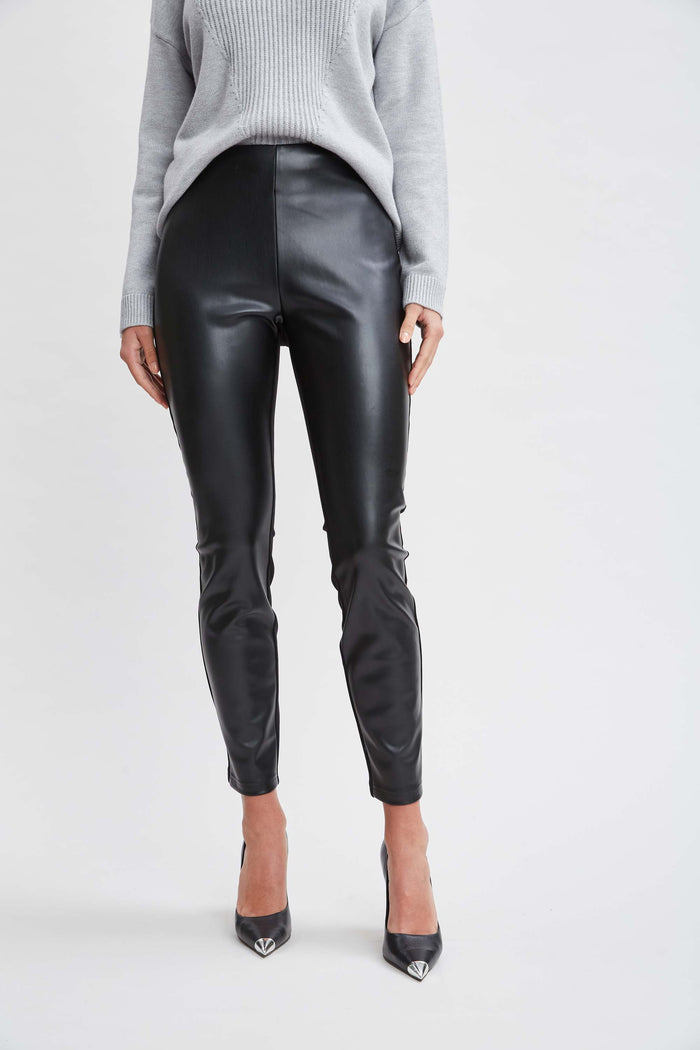 elie tahari T-Tahari Vegan Leather Legging BLACK