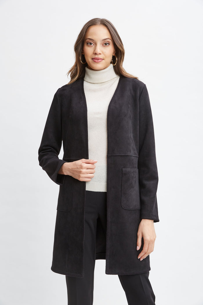elie tahari T-Tahari Vegan Suede Jacket BLACK