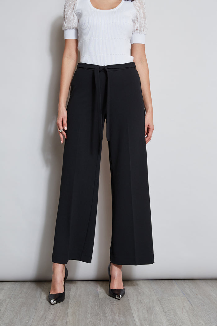 elie tahari T-Tahari Wide Leg Tie Pant BLACK