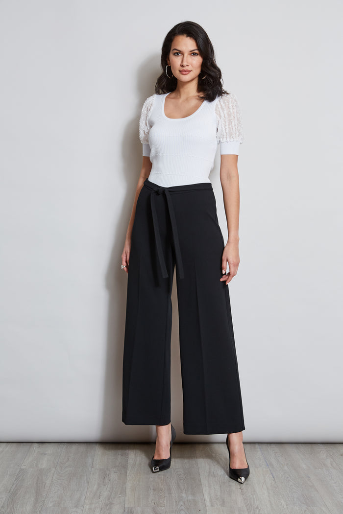 Elie Tahari T-Tahari Wide Leg Tie Pant BLACK