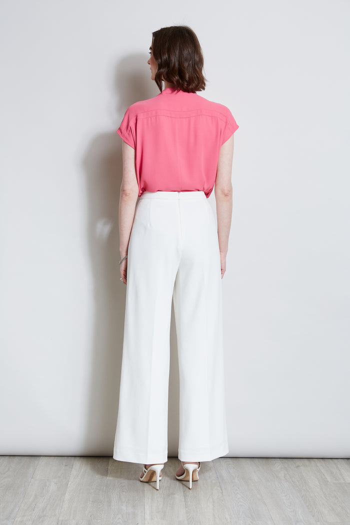 Elie Tahari T-Tahari Wide Leg Tie Pant WHITE STAR