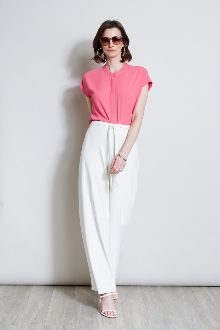 Elie Tahari T-Tahari Wide Leg Tie Pant WHITE STAR