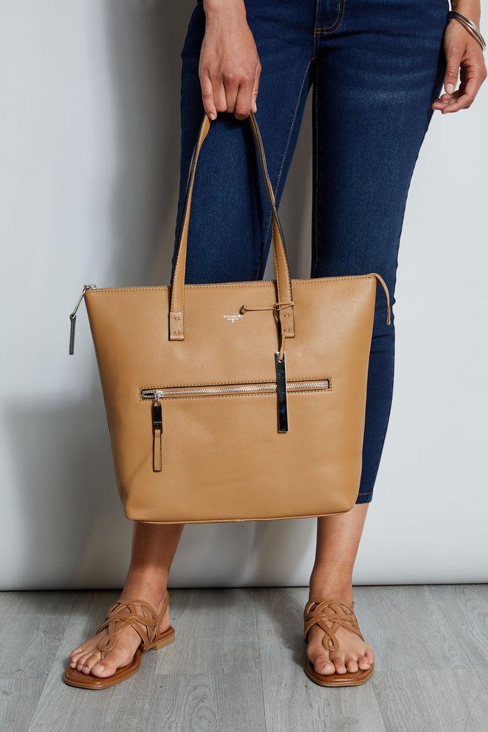 elie tahari Tahari Leather Tote BUTTERSCOTCH