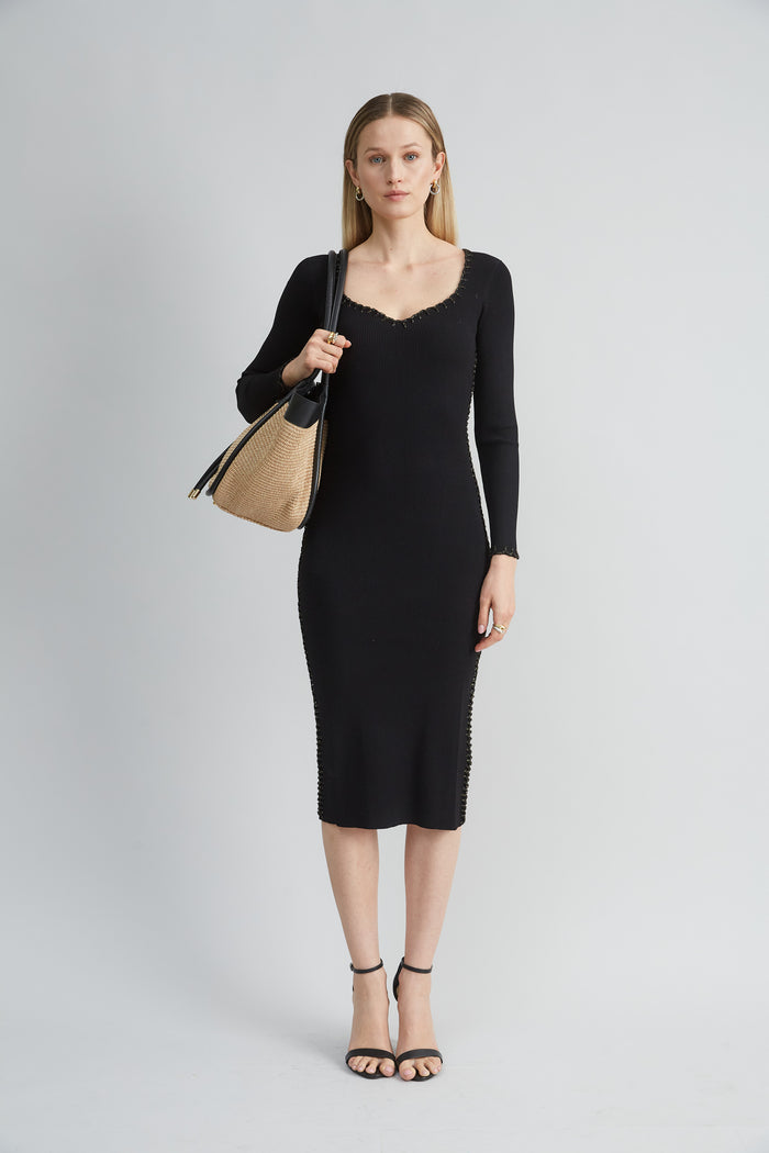 elie tahari The Rib Knit Dress Noir