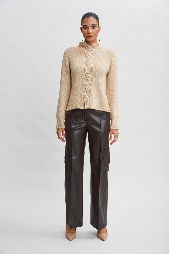 Elie Tahari Vegan Leather Cargo Pant WOOD