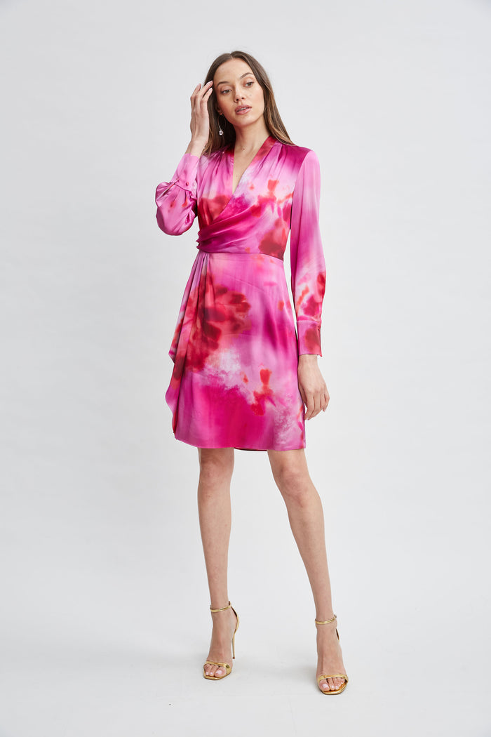 Elie Tahari Venetian Glass Mock Wrap Dress MULTI
