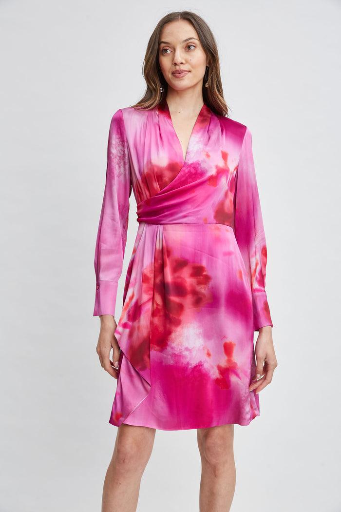 Elie Tahari Venetian Glass Mock Wrap Dress MULTI