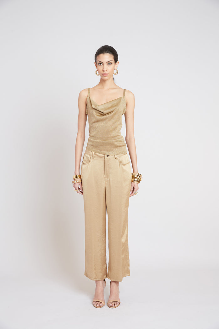 Elie Tahari Washed Satin Fluid Pant SANDCASTLE