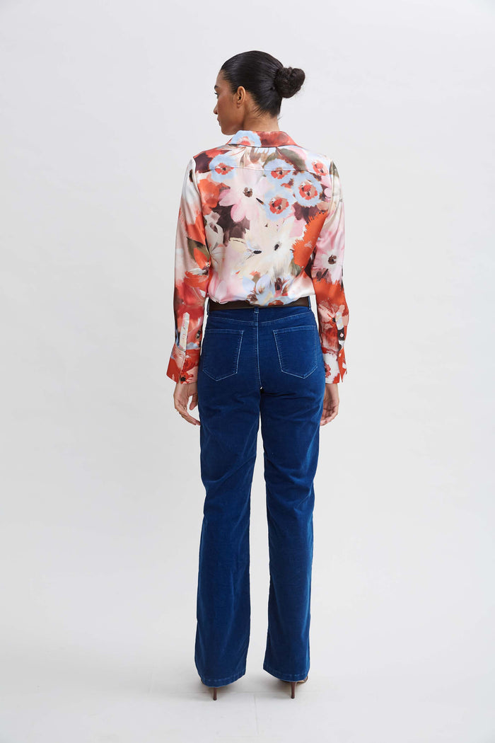 Elie Tahari Washed Velvet Pant PARIS BLUE