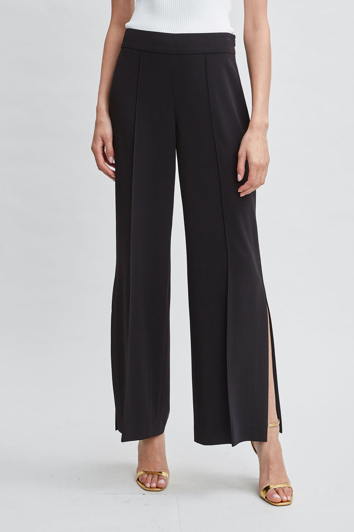 elie tahari Wide Leg Slit Pant NOIR