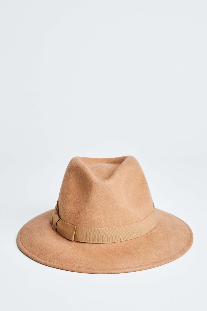 Elie Tahari Wool Fedora Hat CAMEL