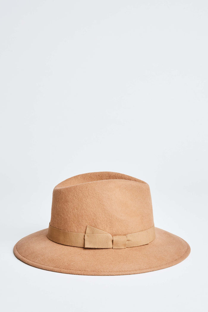 elie tahari Wool Fedora Hat CAMEL