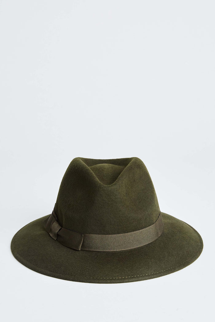 Elie Tahari Wool Fedora Hat OLIVE