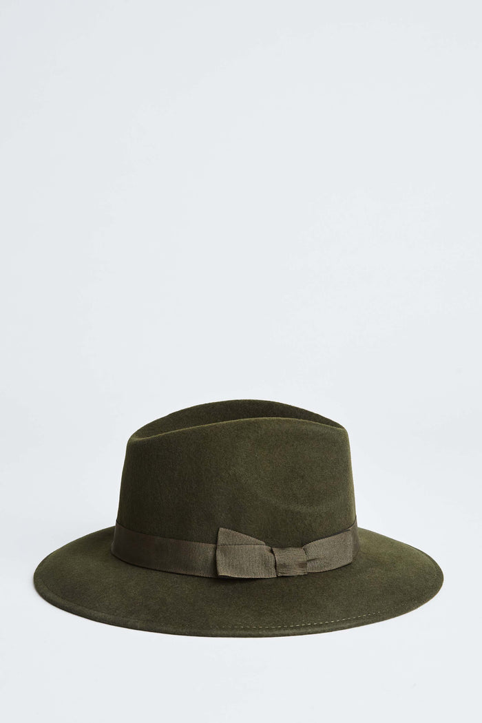 elie tahari Wool Fedora Hat OLIVE