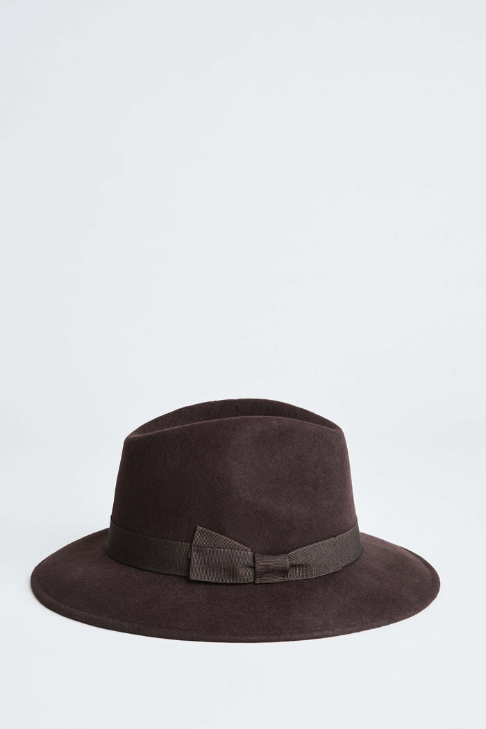 elie tahari Wool Fedora Hat WOOD