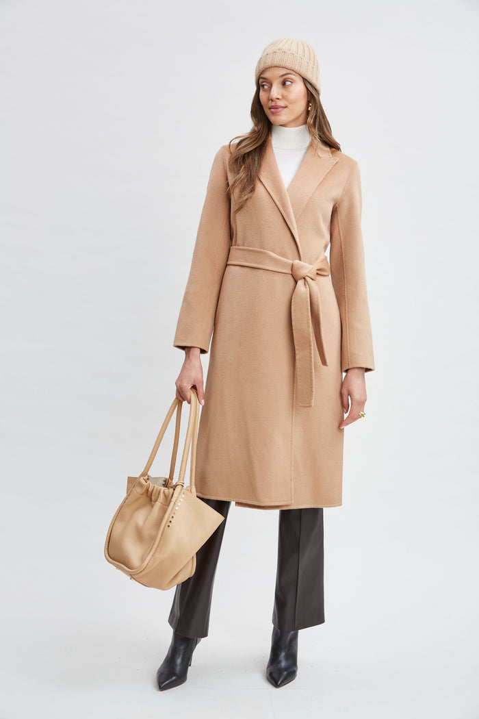 Elie Tahari Wool Wrap Coat FOSSIL