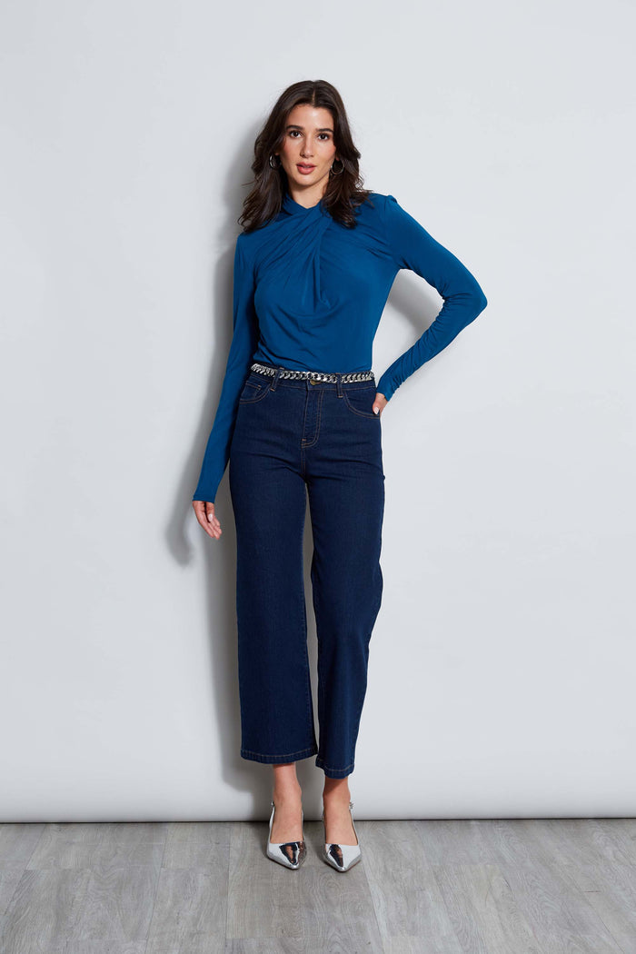Elie Tahari Long Sleeve Twist Neck Knit ULTRAMARINE