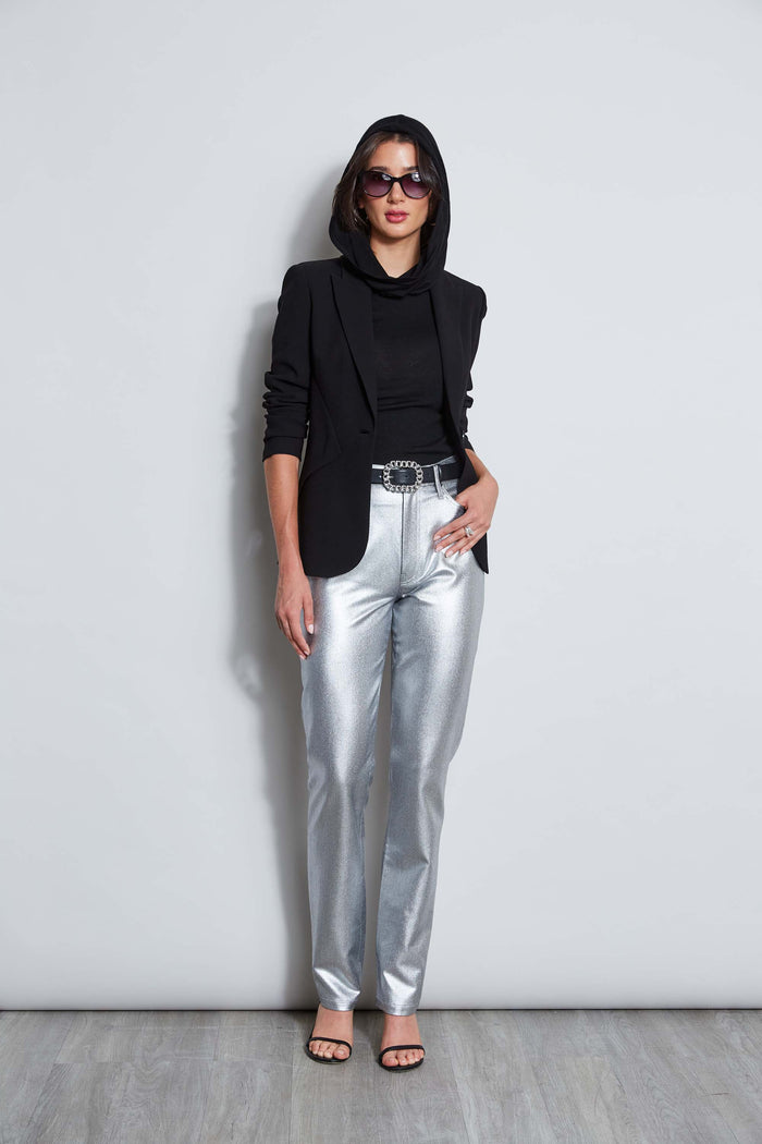 Elie Tahari Metallic Stretch Twill Jeans ANTIQUE SILVER