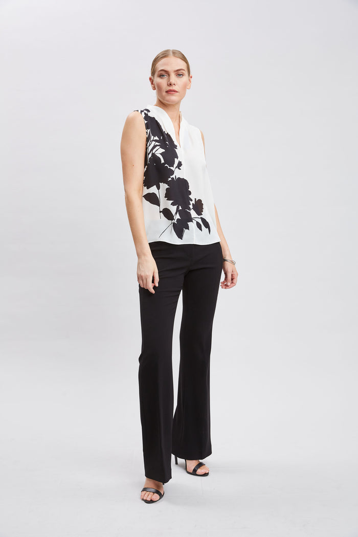 Elie Tahari Midnight Garden Sleeveless Silk Top IVORY-BLACK