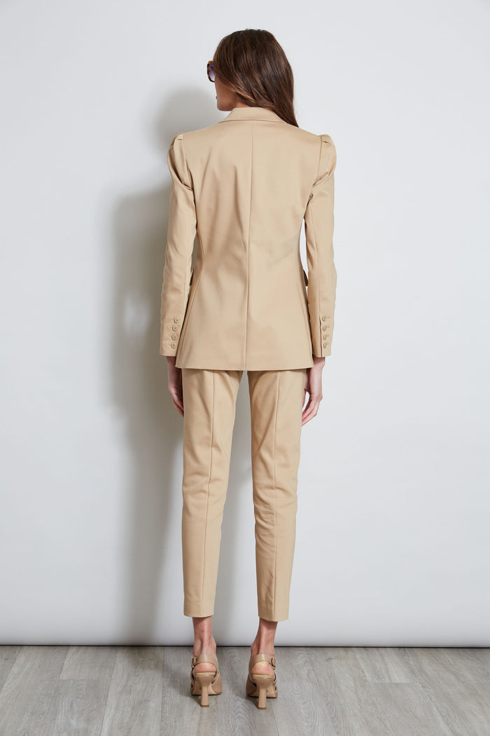 Elie Tahari Pleat Shoulder Cotton Blazer SANDCASTLE