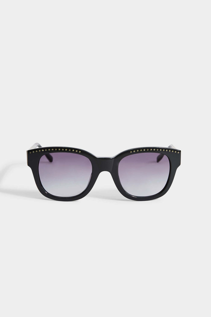 elie tahari Rectangular Dot Sunglasses Black/Grey Pearl