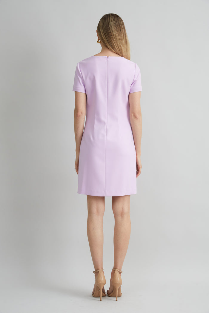 Elie Tahari Short Sleeve Flower Applique Dress THISTLE