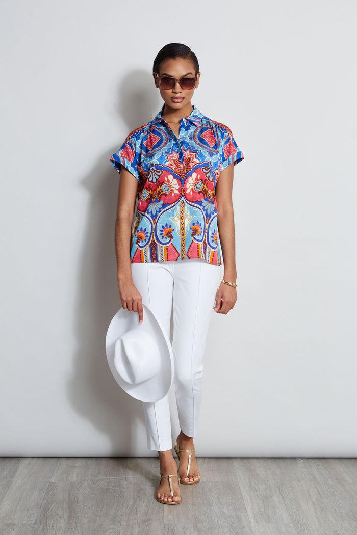 Elie Tahari Silk Tapestry Floral Shirt TAPESTRY FLORAL PRINT