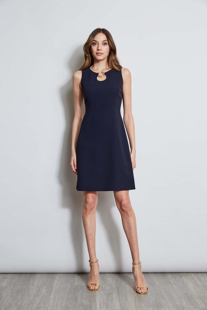 elie tahari Sleeveless Keyhole Ring Dress STARGAZER