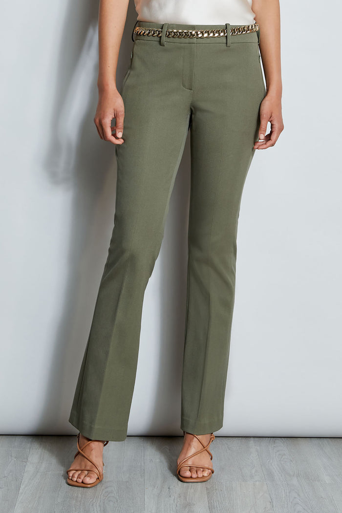 elie tahari Stretch Twill Fit & Flare Pant WILLOW GREEN