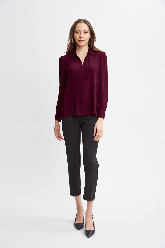 Elie Tahari T-Tahari Button Down Shirt BORDEAUX RED