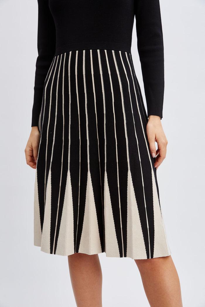 Elie Tahari T-Tahari Color Block Sweater Dress BLACK/SOFT TAN HEATHER