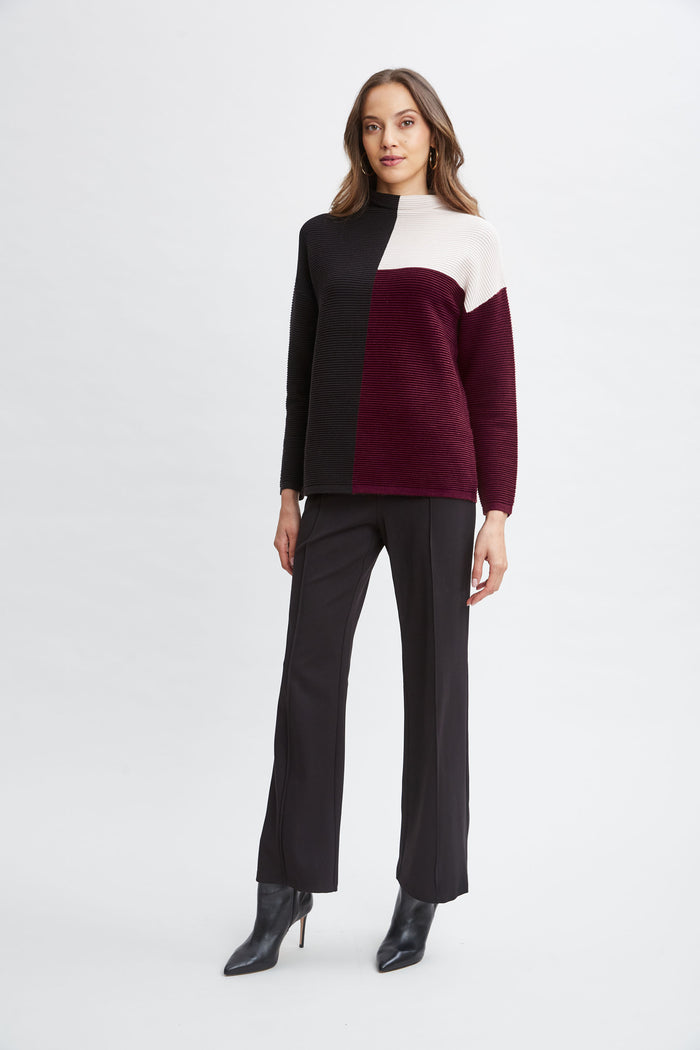 Elie Tahari T-Tahari Colorblock Sweater BORDEAUX RED COMBO